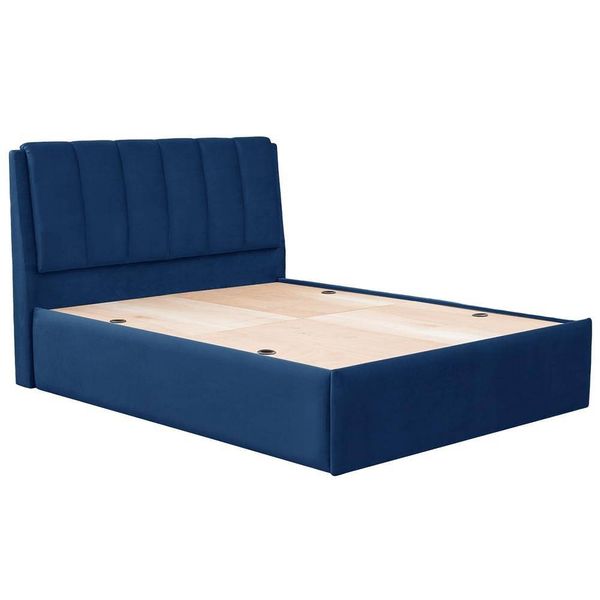 Werfo Elegant Queen Size Solid Wood Upholstered Bed With Storage, Blue - 78" x 60"