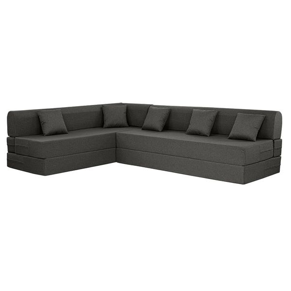 Werfo Zack L - Shape Sofa Cum Bed 6 Seater (3 Seater + Left Aligned Chaise) - Omega Choco Brown