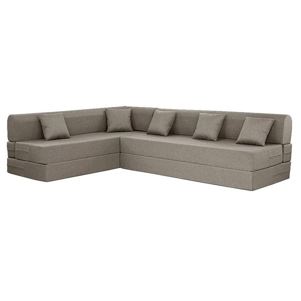 Werfo Zack L - Shape Sofa Cum Bed 6 Seater (3 Seater + Left Aligned Chaise) - Omega Pearl