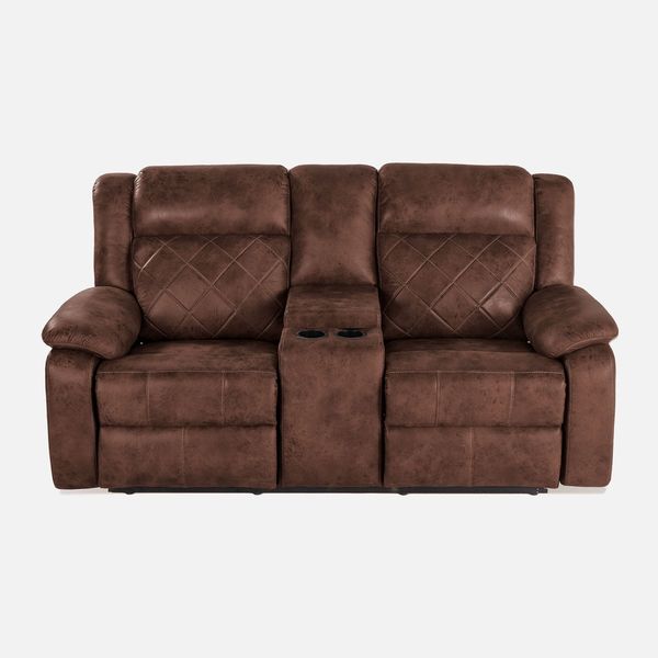 Werfo Marvel 2 Seater Recliner with Console (Brown)