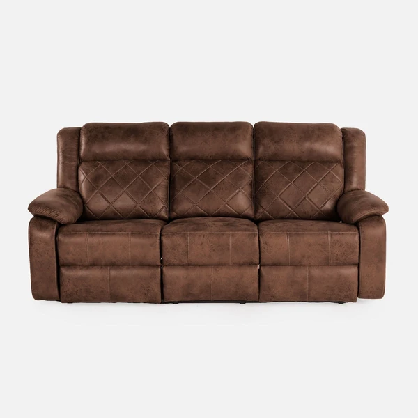 Werfo Marvel 3 Seater Recliner Sofa (Brown) - H 38" x W 83" x D 35"