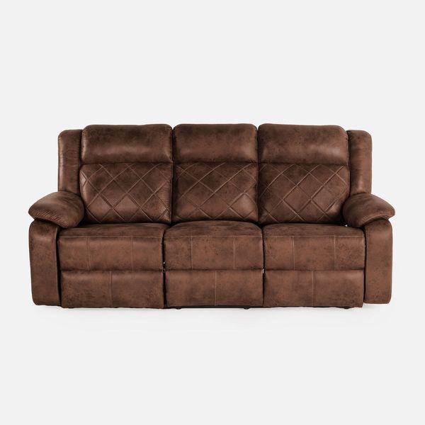 Werfo Marvel 3 Seater Recliner Sofa (Brown) - H 38"x W 83" x D 35"