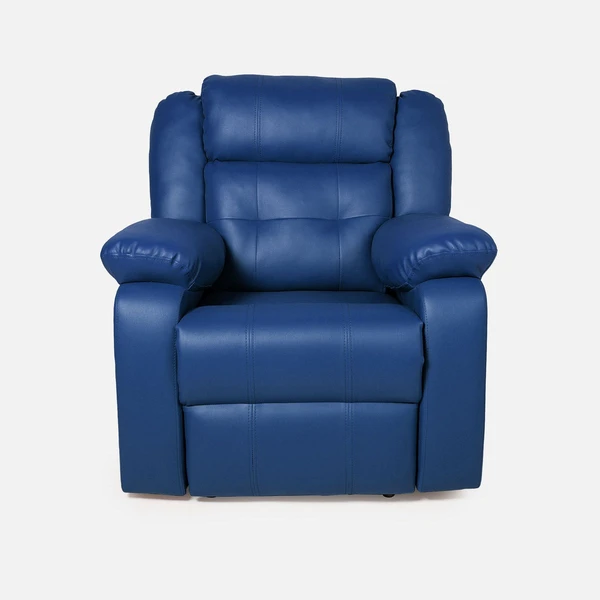 Werfo Roseli Leatherette Recliner Blue - H 38"x W 35" x D 32"