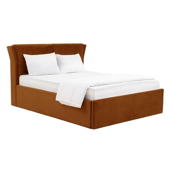 Werfo Logan Queen Size Solid Wood Upholstered Bed With Storage, Amber  - 80.3 x 64.9 x 44.6 Inches