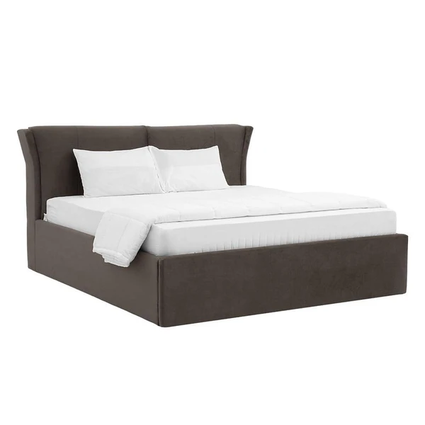 Werfo Logan King Size Solid Wood Upholstered Bed With Storage, Stone - 80.3 x 76.9 x 44.6 Inches