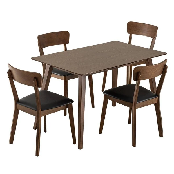 Werfo Curcuma 4-seater solid wood dining set with Walnut Finish