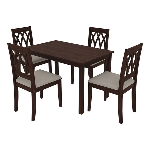 Minto 4 Seater sheesham wood Dining Set (With Cushion - Omega Pearl)