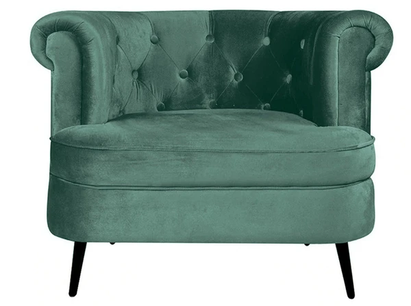 werfo Bardot Lounge Chair In Green Velvet Fabric - 29.5(H) X 36(W) X 30(D) inches, Seating height : 18 Inches