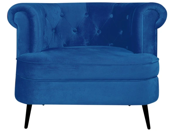 Werfo Bardot Lounge Chair In  Blue Velvet Fabric - 29.5(H) X 36(W) X 30(D) inches, Seating height : 18 Inches