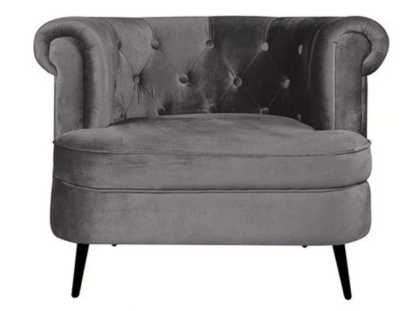 Werfo Bardot Lounge Chair In Grey Velvet Fabric - 29.5(H) X 36(W) X 30(D) inches, Seating height : 18 Inches