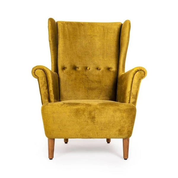 Werfo Nicco Wing Chair + Ottoman - Reflection Yellow With ottoman, Yellow