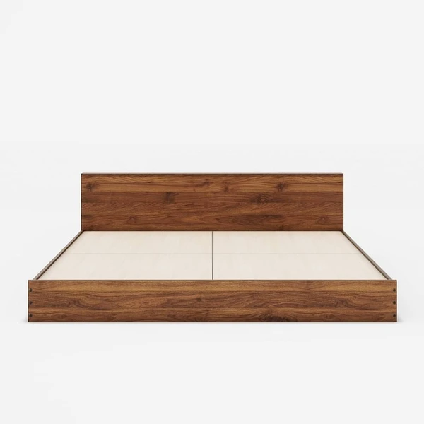 Werfo Cosmo Platform Low Height Engineered Wood Bed King, 78" x 72", Without Storage, Columbian Walnut| 1.98m x 1.83m