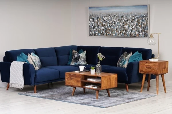 Alex Navy Velvet Corner Sofa 