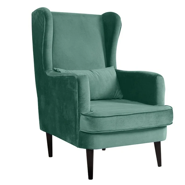 werfo Genoa Wing Chair In Green Velvet Fabric - 28(W) x 31.5(D) x 42.5(H) inches; Seating Height - 17.5 inches