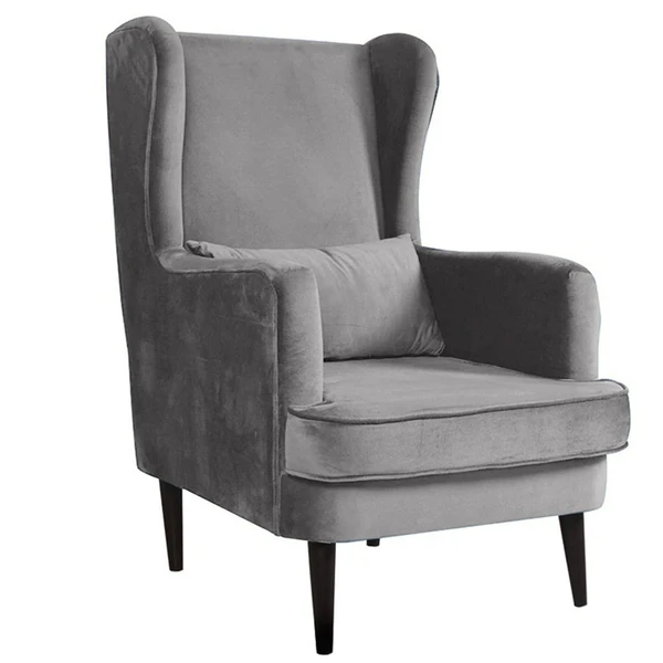 werfo Genoa Wing Chair In Grey Velvet Fabric - 28(W) x 31.5(D) x 42.5(H) inches; Seating Height - 17.5 inches