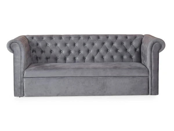 werfo Berlin Sofa Cum Bed In Grey Color - Sofa : 86(W) X 33(D) X 30(H) ; Bed :  86(W) X 60(D)(Internal 52 in) X 16(H) inches; Seating Hight : 16 Inches