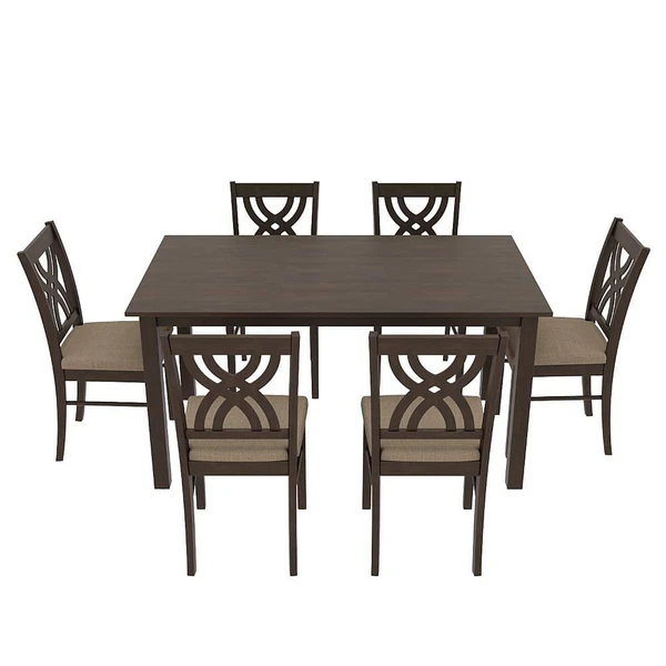 Alcano 6-seater solid wood dining set