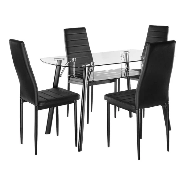 Werfo Rosemary 4 Seater Glass & Metal Dining Set