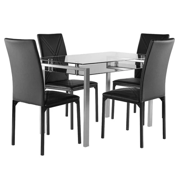 Werfo Vanilla 4-seater Glass & Metal Dining Set