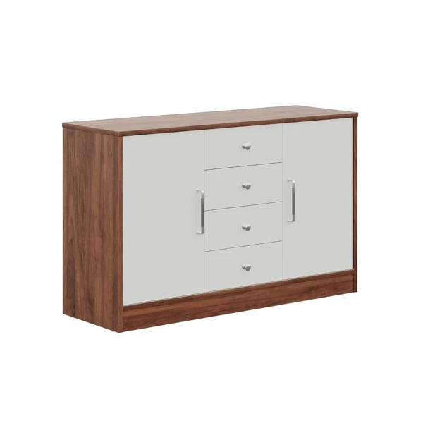 Werfo Uruk Side Board Columbia Walnut And Frosty White  