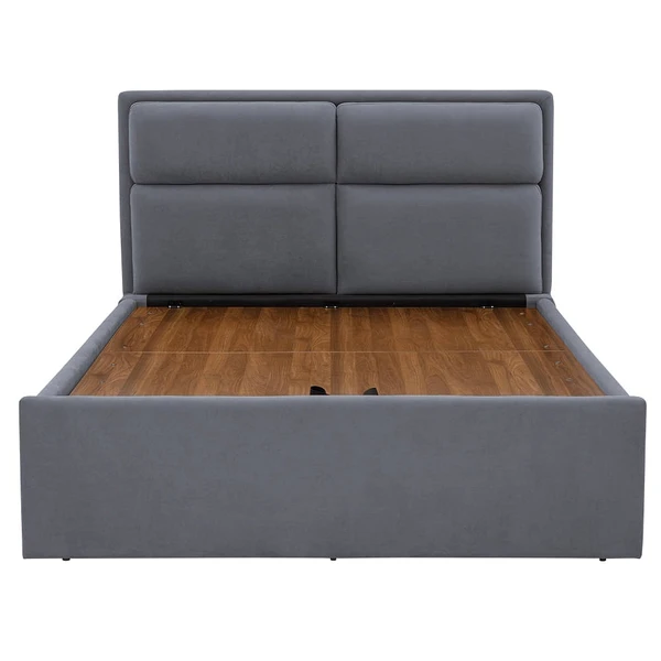 Werfo Zewail Hydraulic Queen Size Upholstered Bed Queen, 78" x 60", With Storage, Space Grey| 1.98m x 1.52m