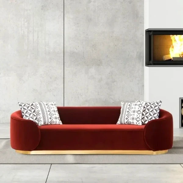 Werfo Ronald Gray 3-Seater Sofa Upholstered Velvet Sofa Pillows