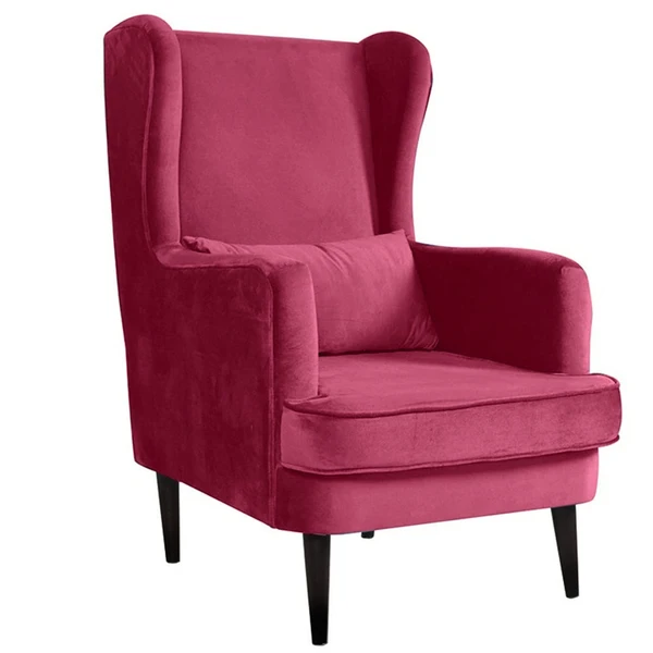 werfo Genoa Wing Chair In Maroon Velvet Fabric - 28(W) x 31.5(D) x 42.5(H) inches; Seating Height - 17.5 inches