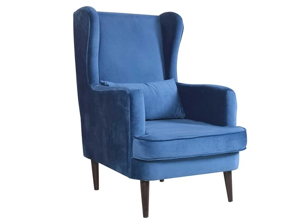 Werfo Genoa Wing Chair In Blue Velvet Fabric - 28(W) x 31.5(D) x 42.5(H) inches; Seating Height - 17.5 inches