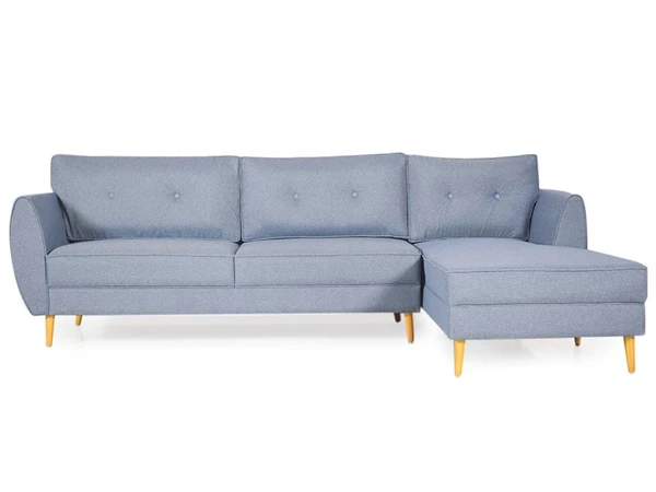 Werfo Charley Sectional Sofa In Blue Fabric (RHS) - 3 Seater: 77(W) X 31.2(D) X 31.5(H) inches; Lounger: 30(W) X 63(D) X 31.5(H) inches, Seating Height: 18 inches.