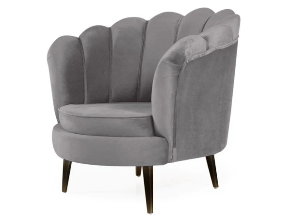 werfo Velma Room Chair In Premium Grey Velvet Fabric - 32.5(H) X 32.5(W) X 24(D) inches, Seating height : 16.5 Inches