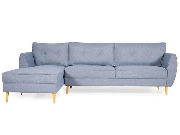 Werfo Charley Sectional Sofa In Blue Fabric (LHS) - 3 Seater: 77(W) X 31.2(D) X 31.5(H) inches; Lounger: 30(W) X 63(D) X 31.5(H) inches, Seating Height: 18 inches.