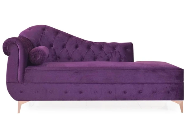 werfo Avon Chaise Lounge Sofa In Purple Velvet Fabric (RHS) - 34.5(H) x 72(W) x 33(D) inches, Seating Height : 18 Inches