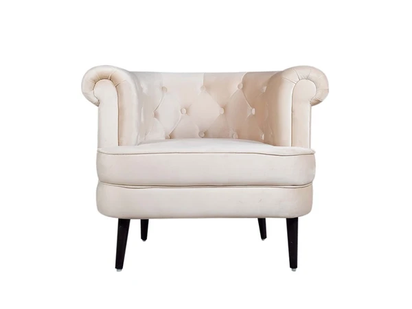 werfo Bardot Lounge Chair In Beige Velvet Fabric - 29.5(H) X 36(W) X 30(D) inches, Seating height : 18 Inches