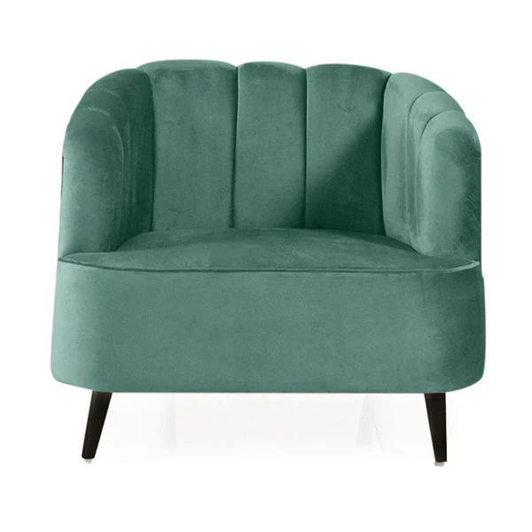 werfo Nelio Lounge Chair In Green Velvet Fabric - 33(H) X 32(W) X 28(D) inches, Seating height : 16 Inches