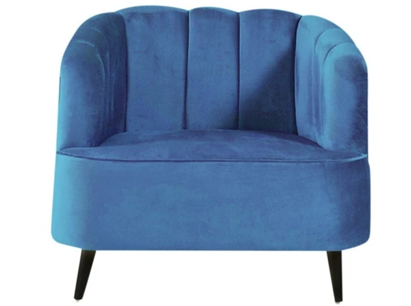 Werfo Nelio Lounge Chair In Blue Velvet Fabric - 33(H) X 32(W) X 28(D) inches, Seating height : 16 Inches