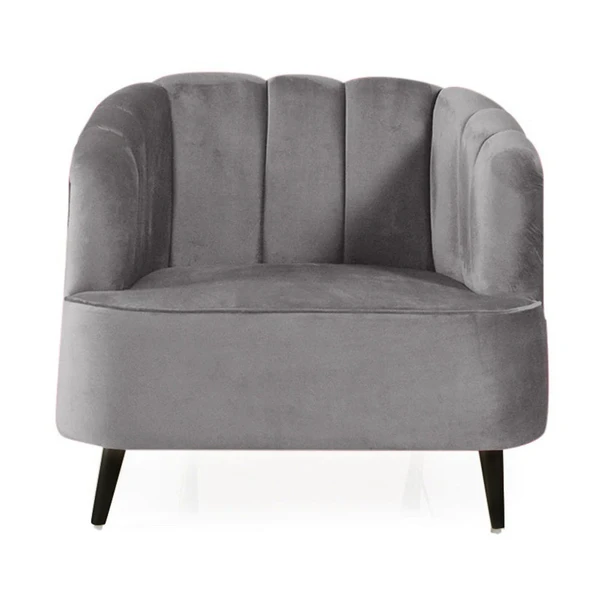 werfo Nelio Lounge Chair In Grey Velvet Fabric - 33(H) X 32(W) X 28(D) inches, Seating height : 16 Inches