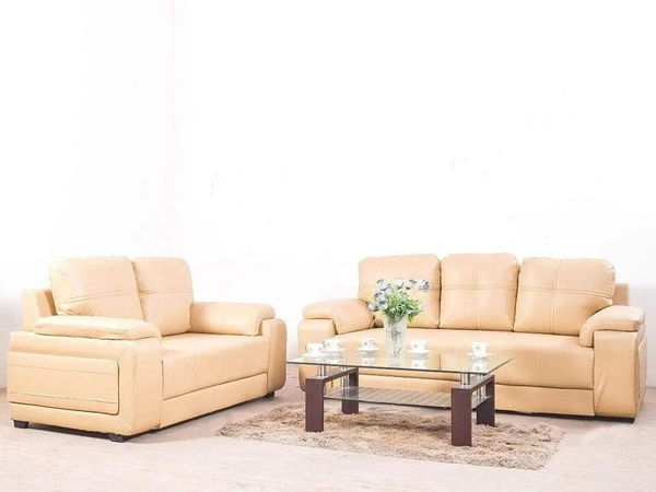 Werfo Marina Sofa In Leatherette In Cream Color - 3 Seater: 81(W) x 37(D) x 38(H) inches; 2 Seater:  51(W) x 37(D) x 38(H) inches; Seating height: 18 inches