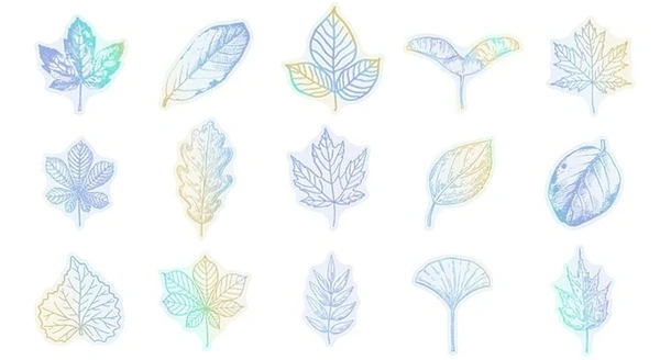 Magic Mirror Decorative PVC Silver Scrapbooking Stickers - Leaves