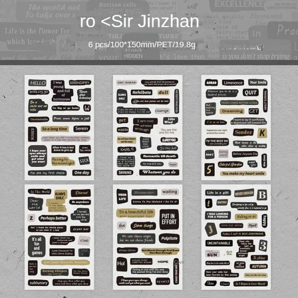 6 Sheets Heart Quote Stickers - Sir