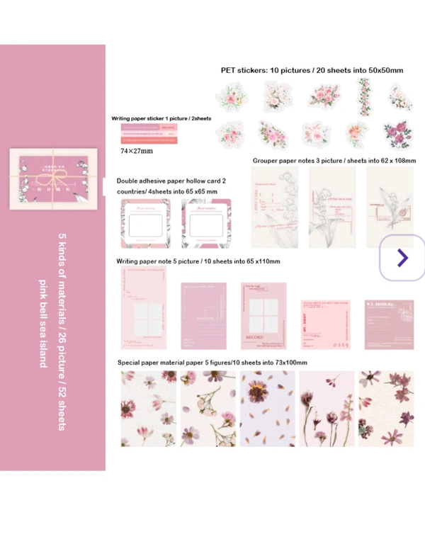 52 Pcs Beauiful Day Journaling Kit - Pink