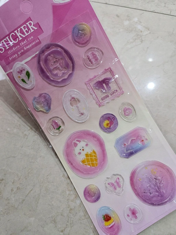 Kawaii Wax stickers - Pink 1