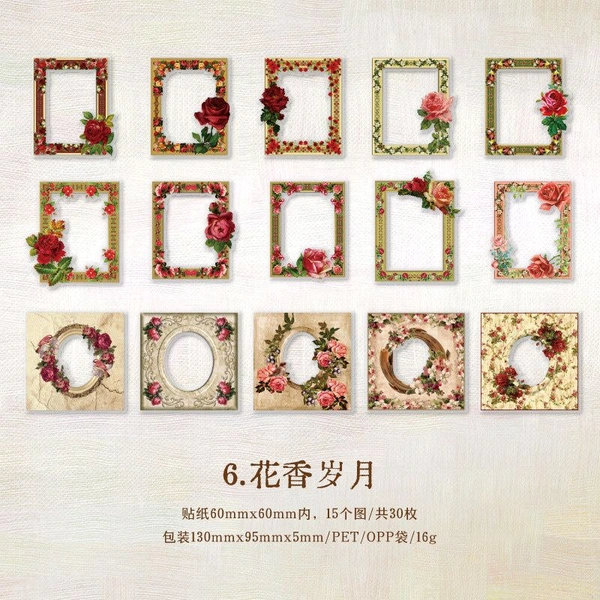 30 Pcs Frame PET stickers