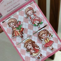 Kawaii Magnetic Bookmark & Stickers - Red