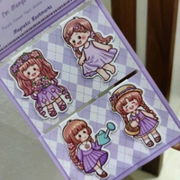 Kawaii Magnetic Bookmark & Stickers - Purple
