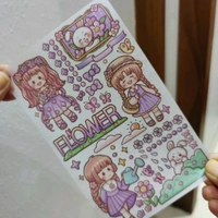 Kawaii Magnetic Bookmark & Stickers - Purple