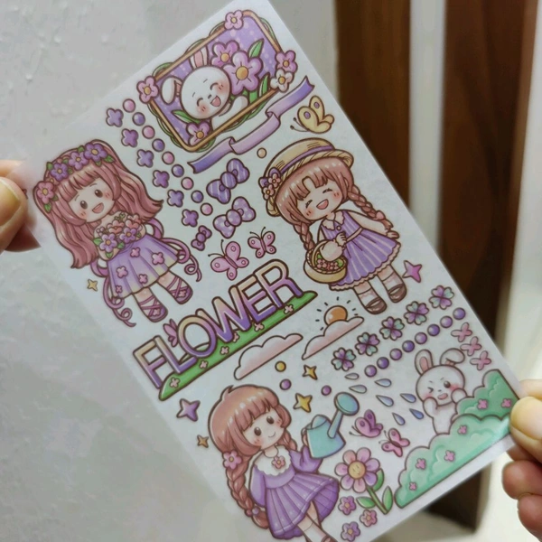 Kawaii Magnetic Bookmark & Stickers - Purple