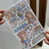 Kawaii Magnetic Bookmark & Stickers - Blue