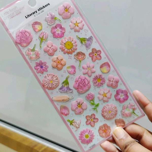 Literary Floral Stickers - Pink
