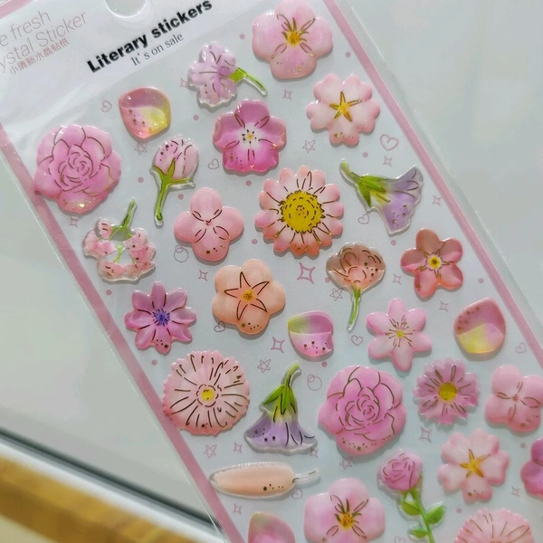 Literary Floral Stickers - Pink