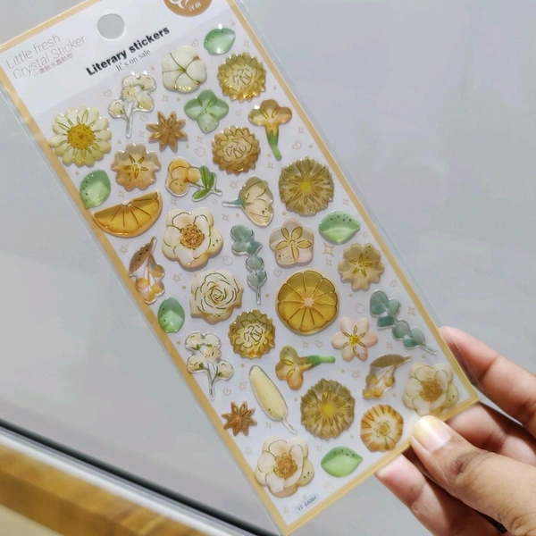 Literary Floral Stickers - Light Orange